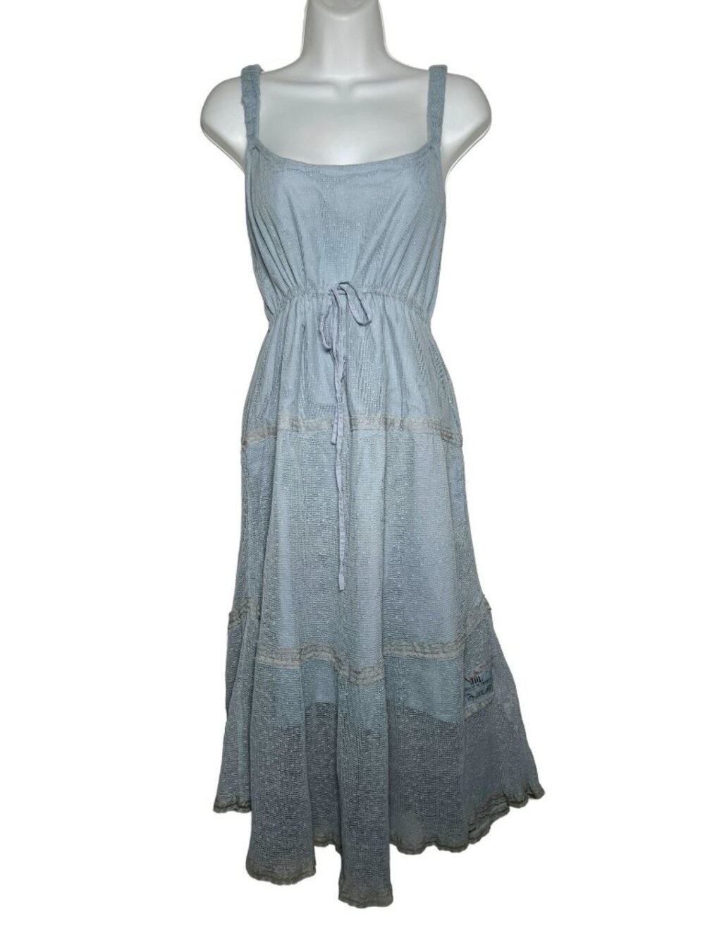 NWT Jeanne D'Arc Living JDL Vetements Woven Sundress Dusty Blue Square Neck Midi